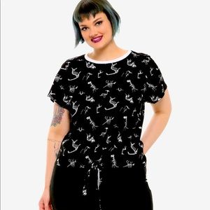 Dinosaur Skeleton Tie-Front T-Shirt Plus Size
